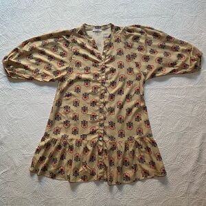 Floral Patterned Dress with Puff Sleeves